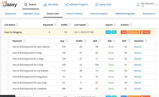 Jaaxy Research - Ranking