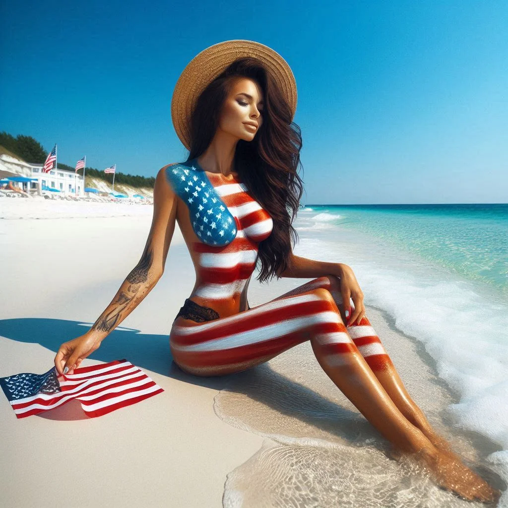 Microsoft Privacy Statement
Consumer Health Privacy
Third Party Notices
Terms of Use
FAQs
The photo of a lifetime. A beautiful brunette, body painted with an American flag, enjoying the morning on a white sands beach, and clear blue water running up to where she is sitting.