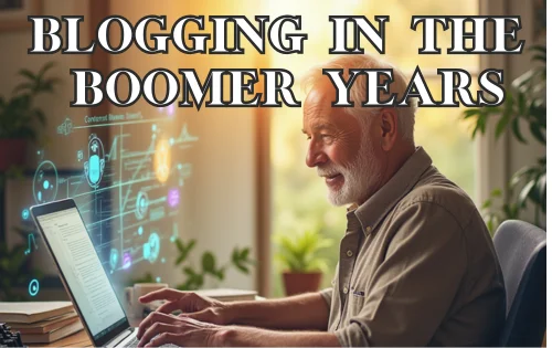 Blogging with a Baby Boomer at a laptop