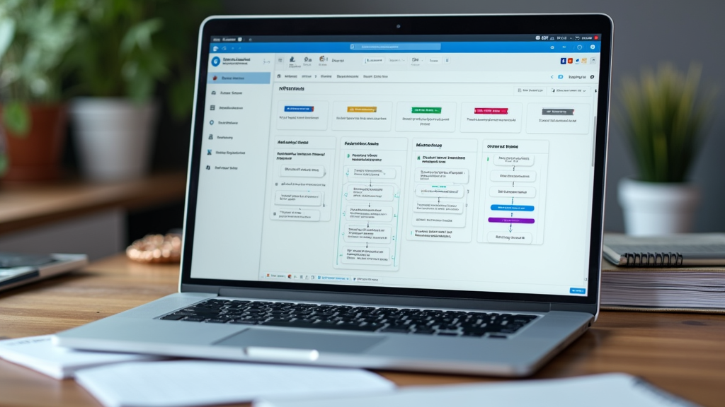 This New ChatGPT Feature Changes Everything (But Most Users Are Still Missing Out) 2 A desktop workspace featuring a laptop displaying an organized project dashboard, digital folders, and flowcharts for managing AI conversations.